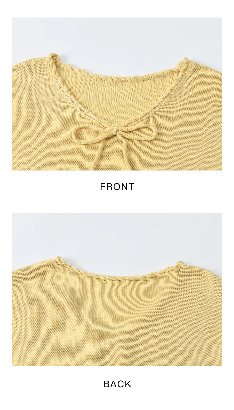 MISHOW Office Lady Summer Knitted Sweater V-neck Short Sleeve Solid Slimming Bead Design Pullover Female Lazy Tops MXE33Z1227