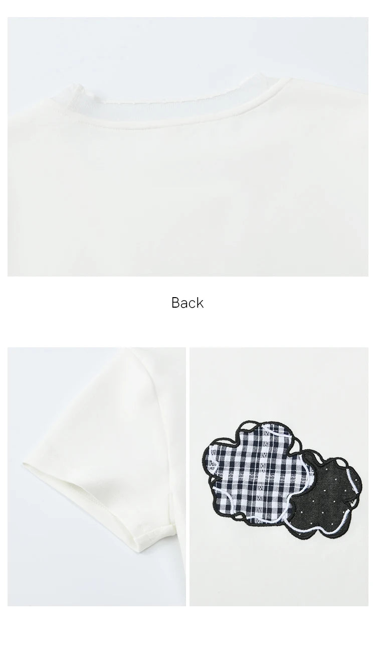 MISHOW Lace Edge Splicing Short Sleeve T-shirt for Women 2025 Summer Female Round Neck Simple Top Women's Clothing MXE38T0630