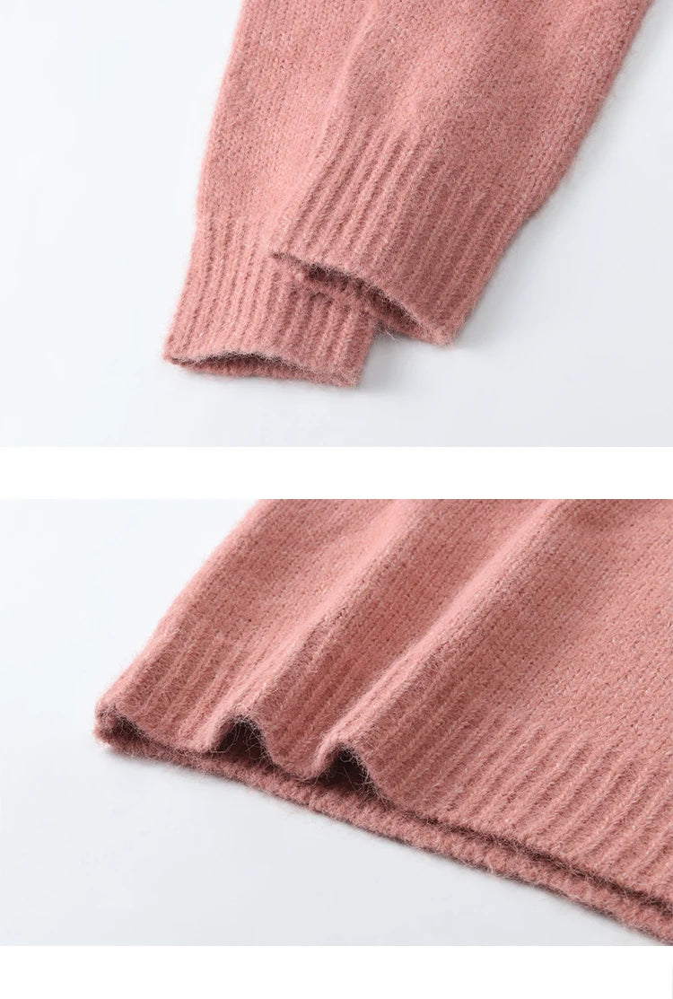 MISHOW Knitted Sweater Hooded Neck Warm Wool for Women 2025 Autumn Winter Cozy Loose-Fit Casual Solid Pullover Top MXD59Z1123