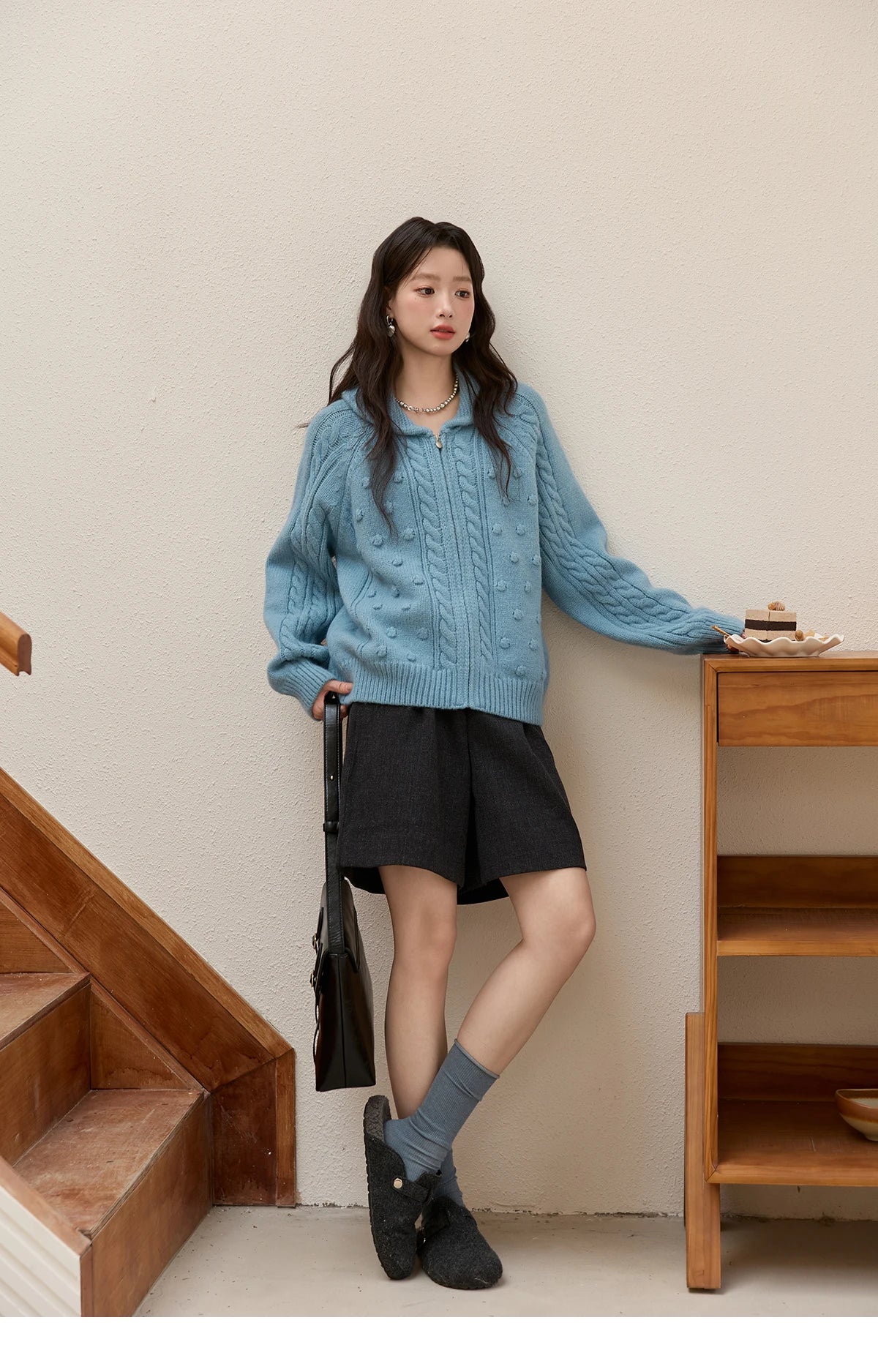 MISHOW Zipper Knit Cardigan Women 2025 Winter Yellow Turn-down Collar Loose Thick Sweater Luxury Comfort Casual Top MXE49Z2619