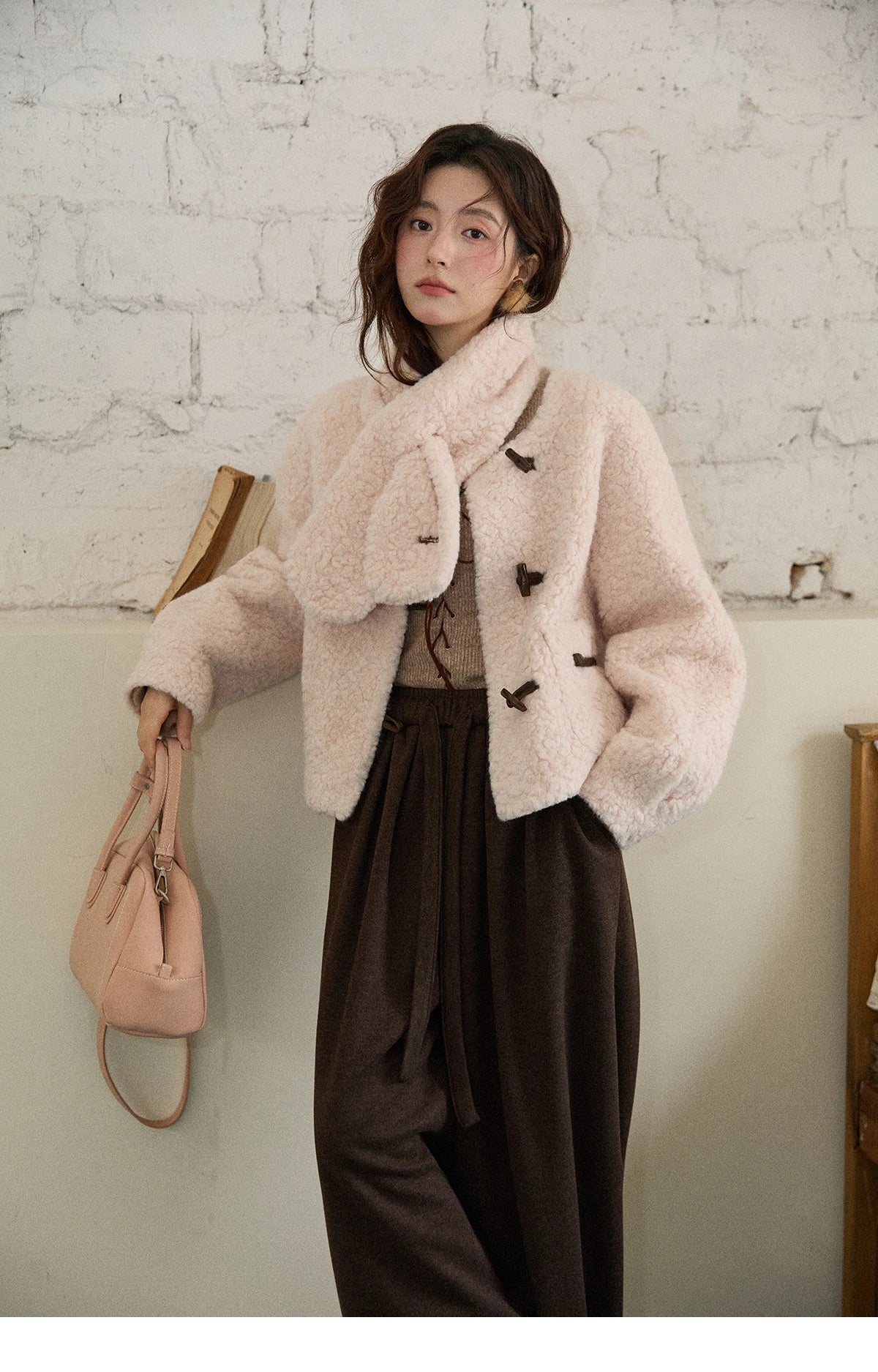 MISHOW Women's Winter Coat 2025 French Style Round Neck Long Sleeve Jacket Loose Commute Toggle Button Warm Outerwear MXE87W0988