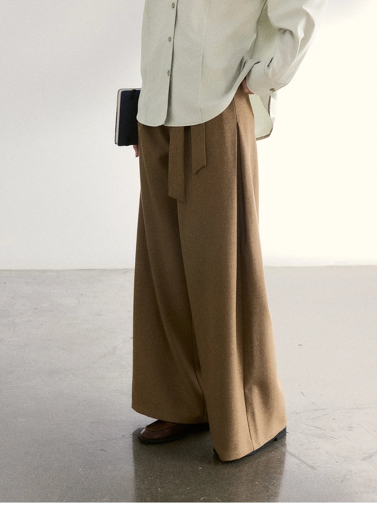 MISHOW Women's Casual Loose Shirt with Plaid Scarf 2026 Spring Lapel Tops Versatile Long Sleeve Shirts Office Lady MXF108C0815