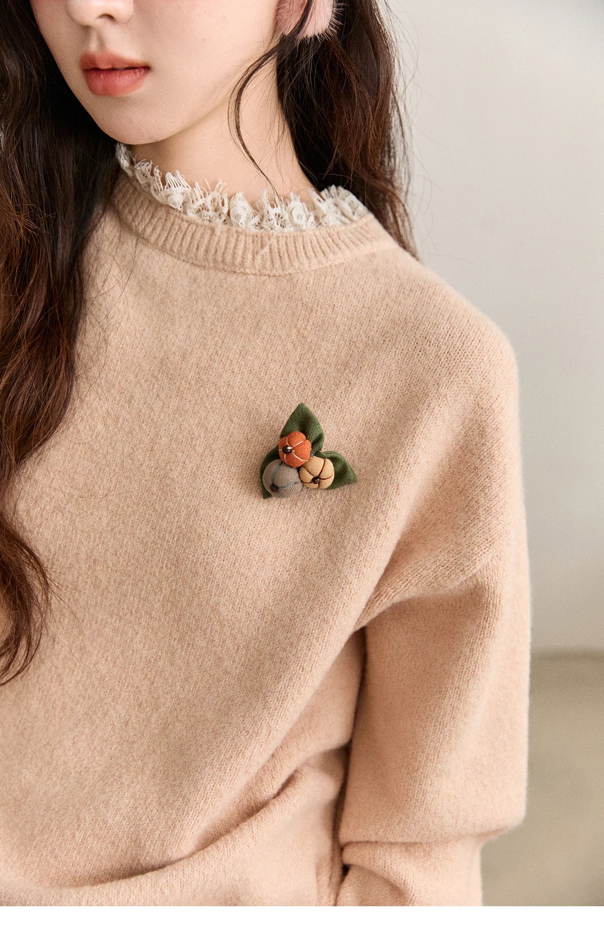 MISHOW Lace Trim Knitted Sweater Midi Skirt Set 2025 Winter Non Removable Brooch Decor Sweater Back Split Skirt Sets MXE92T1450