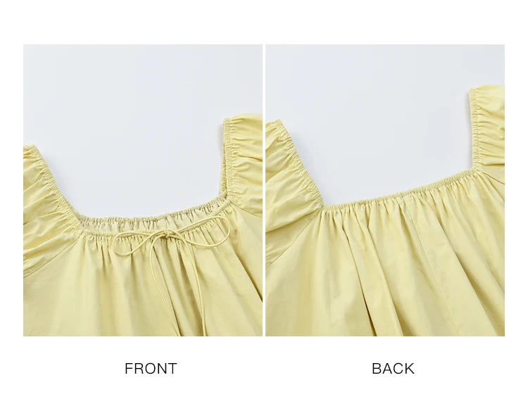 MISHOW 100% Cotton Blouse for Women 2025 Summer New Fashion Puff Sleeve Casual Commute Lace Up Top Ladies Clothing MXE37X1893