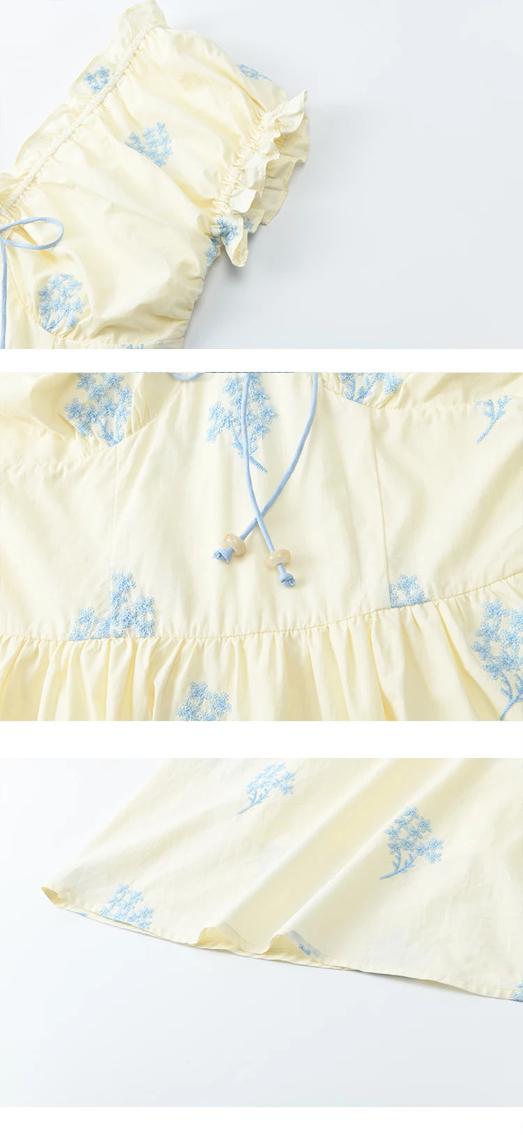 MISHOW French Print Summer Dresses for Women 2025 New Short Puff Sleeve V-neck Slimming Dress Female Fashion Cotton MXE32L2210