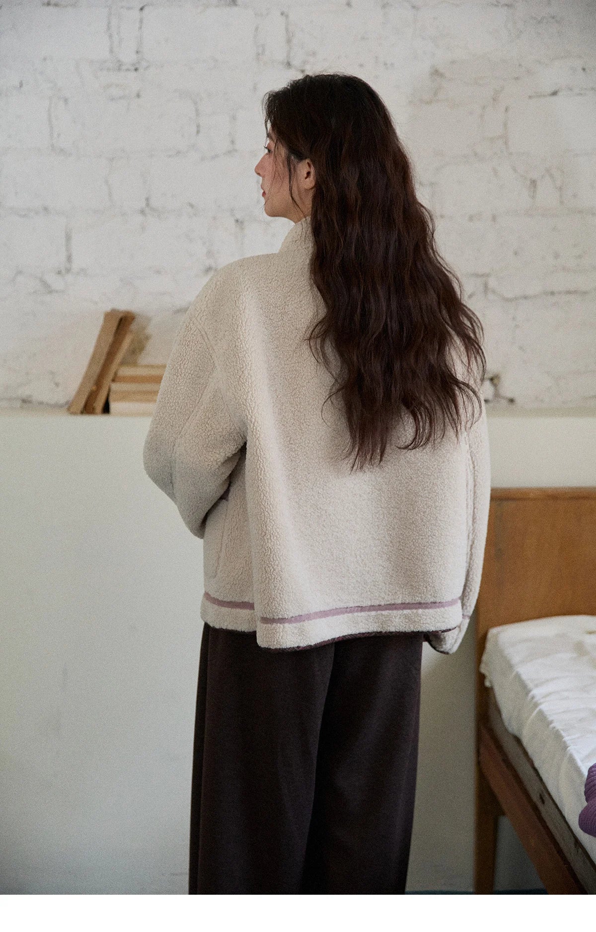 MISHOW Women Purple Coats 2025 Winter Luxury Turn-down Collar Double-sided Jacket Pocket Decoration Windproof Jacket MXE87W0940