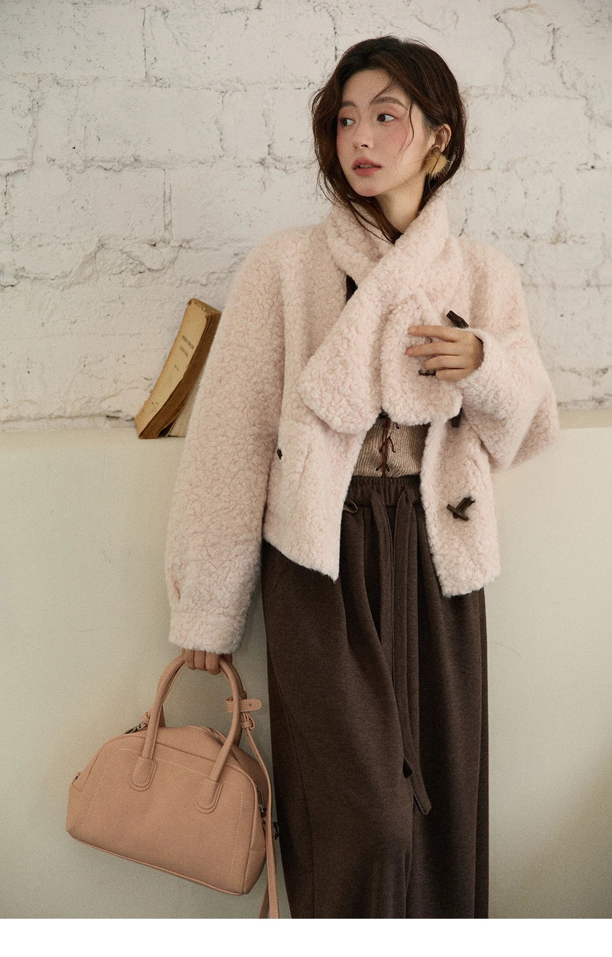 MISHOW Women's Winter Coat 2025 French Style Round Neck Long Sleeve Jacket Loose Commute Toggle Button Warm Outerwear MXE87W0988