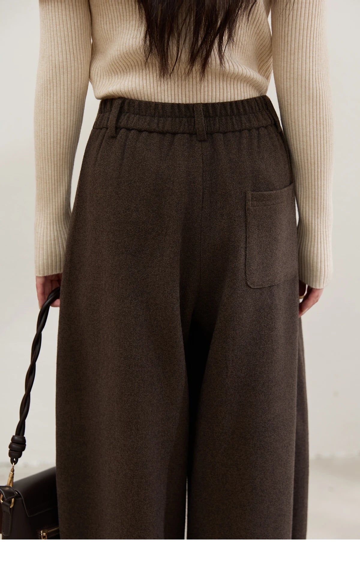 MISHOW Women Pants 2025 Autumn Winter Retro Brown Wide-leg Pants High Waist Design Loose Casual Drape Pants MXE88K1122