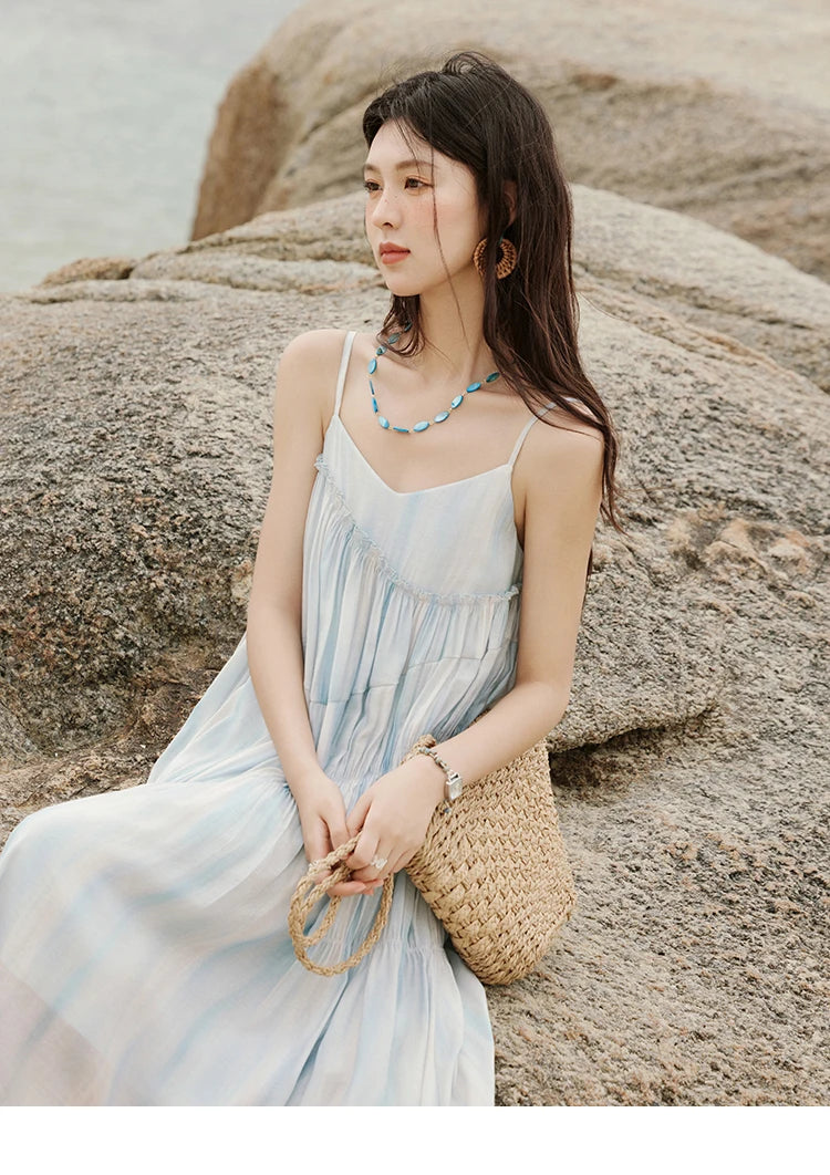 MISHOW Summer Holiday Camisole Dress for Women 2025 New Tie Dye Slim Sleeveless Seaside Long Dresses Female Fashion MXE12L2118