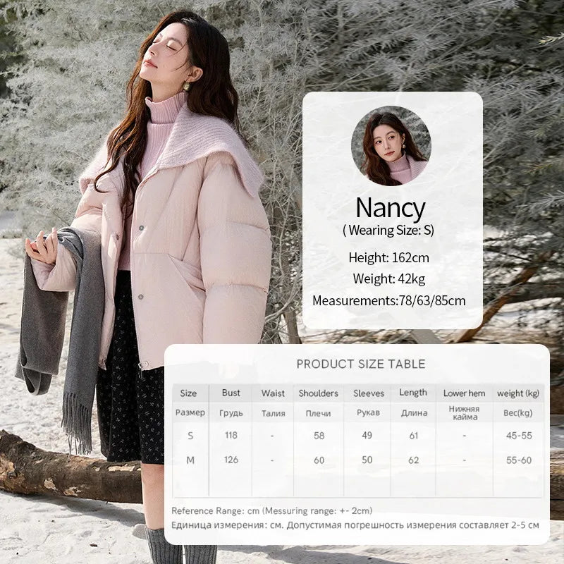 MISHOW Woolen Lapel Short Down Jacket 2025 Winter Women Thick Warm Down Jacket Pink Bread Jacket Commuting Outerwear MXE92Y0089