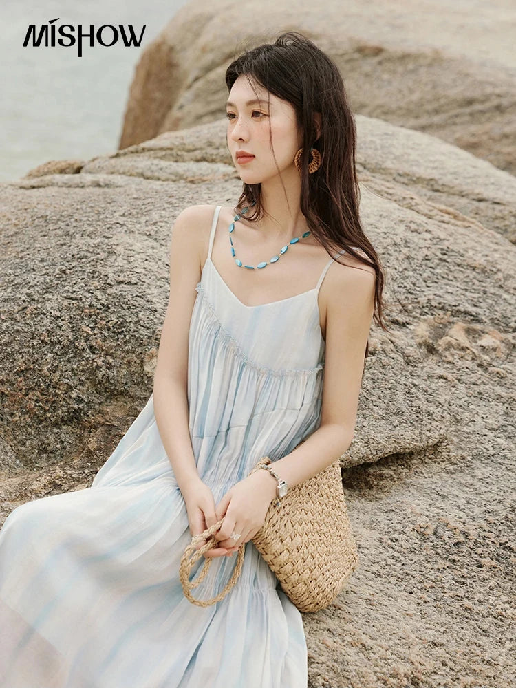 MISHOW Summer Holiday Camisole Dress for Women 2025 New Tie Dye Slim Sleeveless Seaside Long Dresses Female Fashion MXE12L2118