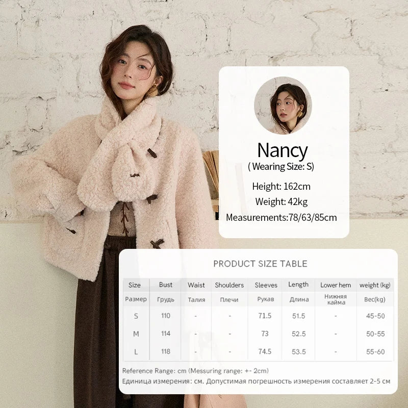 MISHOW Women's Winter Coat 2025 French Style Round Neck Long Sleeve Jacket Loose Commute Toggle Button Warm Outerwear MXE87W0988