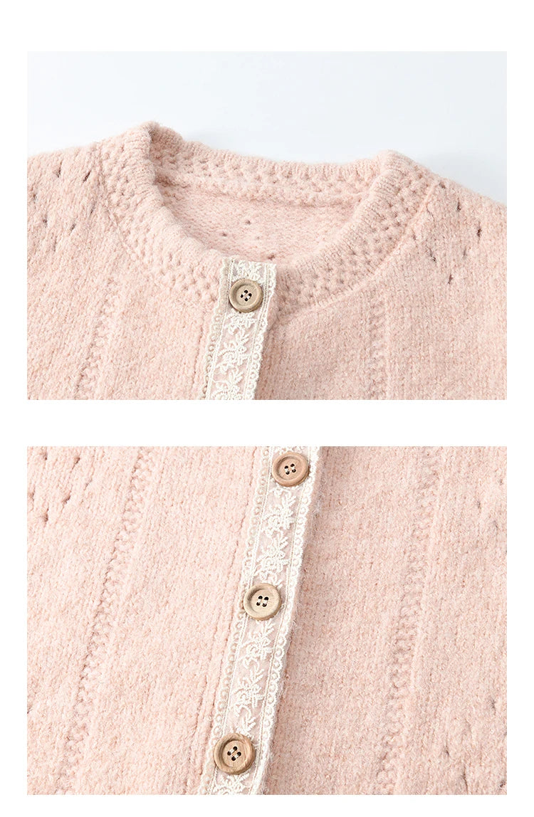 MISHOW Wool Blend Cardigan Pink Sweater 2024 Autumn Winter Women Clothes Sweet Top Knitted Sweater Outerwears MXD56Z1064
