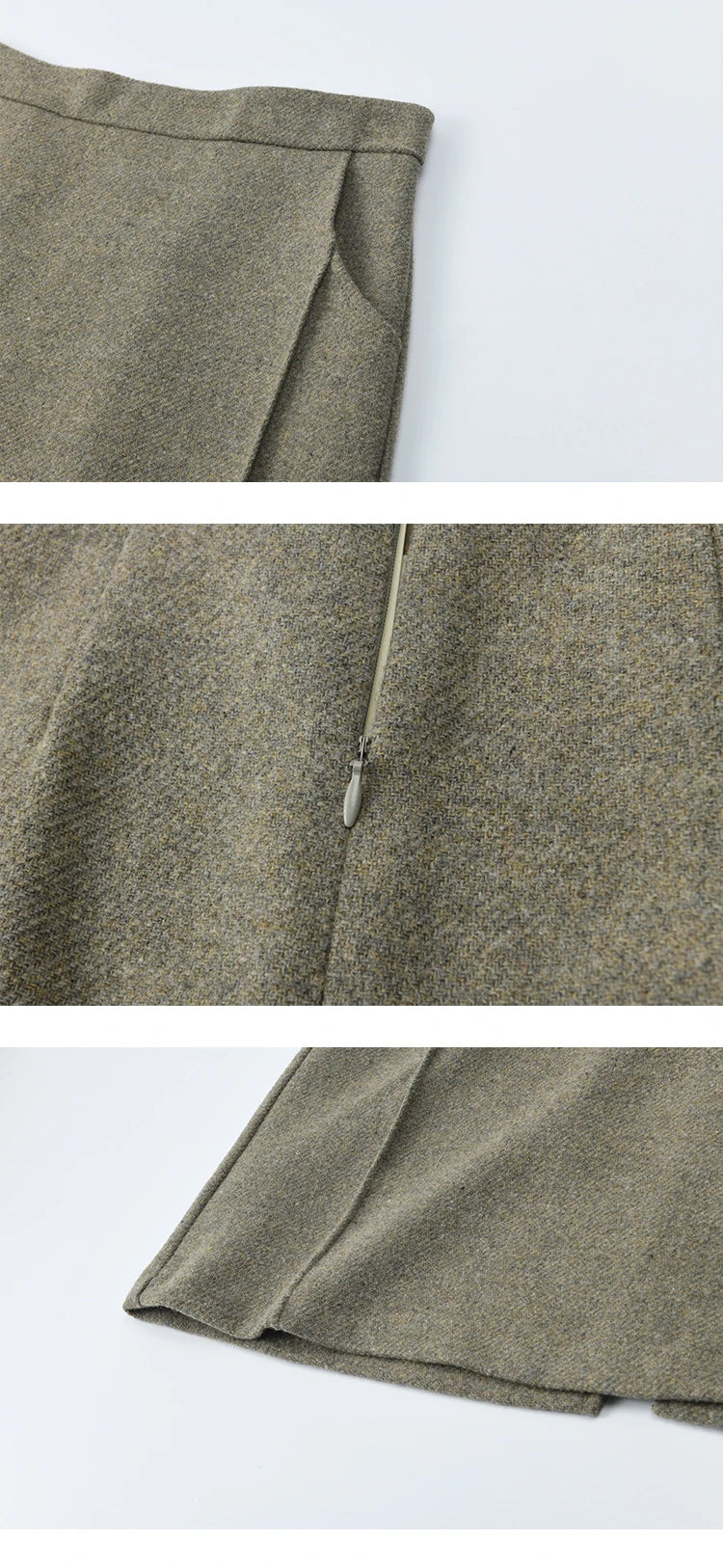 MISHOW Women's Wool A-line Skirt 2025 Autumn Winter Retro Suede Woolen Rear Hem Slit Skirt Versatile Waist Skirts MXE46B2426