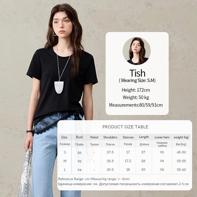 MISHOW Casual Summer T-shirts Women Short Sleeve Round Neck Solid Straight Shoulder Shirt Female Fashion Slimming New MXE31T0532