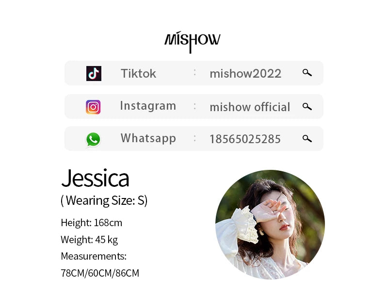 MISHOW Lace Patchwork Shirt for Women Spring 2025 V-neck with Fungus Edge Lace-up Chiffon Top Petal Sleeve Shirts MXE13X1713