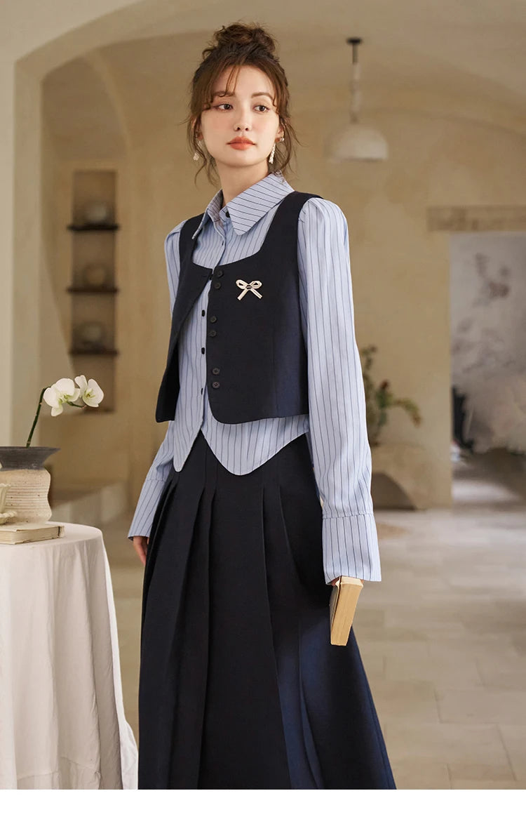 MISHOW French Vest Coat 2024 Spring Bow Square Neck Temperament Sleeveless Short Single Breasted Tank Top Outerwear MXD12W0294