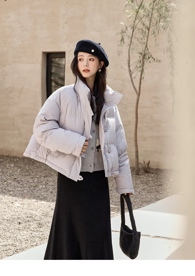 MISHOW Minimalist Down Jacket Women Zipper Short Jacket 2024 Fall Winter Loose Korean Version White Duck Down Jacket MXD42Y0047