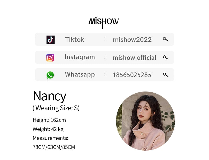 MISHOW Reversible Wool Velvet Coat Cow Horn Button Lapel Coat 2024 Winter Fashion Luxury Senior Korean Tweed Jacket MXD44W0446