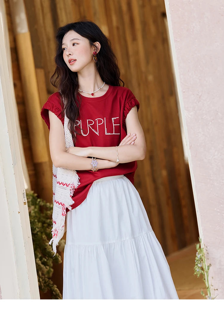 MISHOW Sea Salt White Double Layered Waist Skirt 2025 Summer Flower Bud Skirt Shell Button Versatile A-line Skirts MXE32B0715