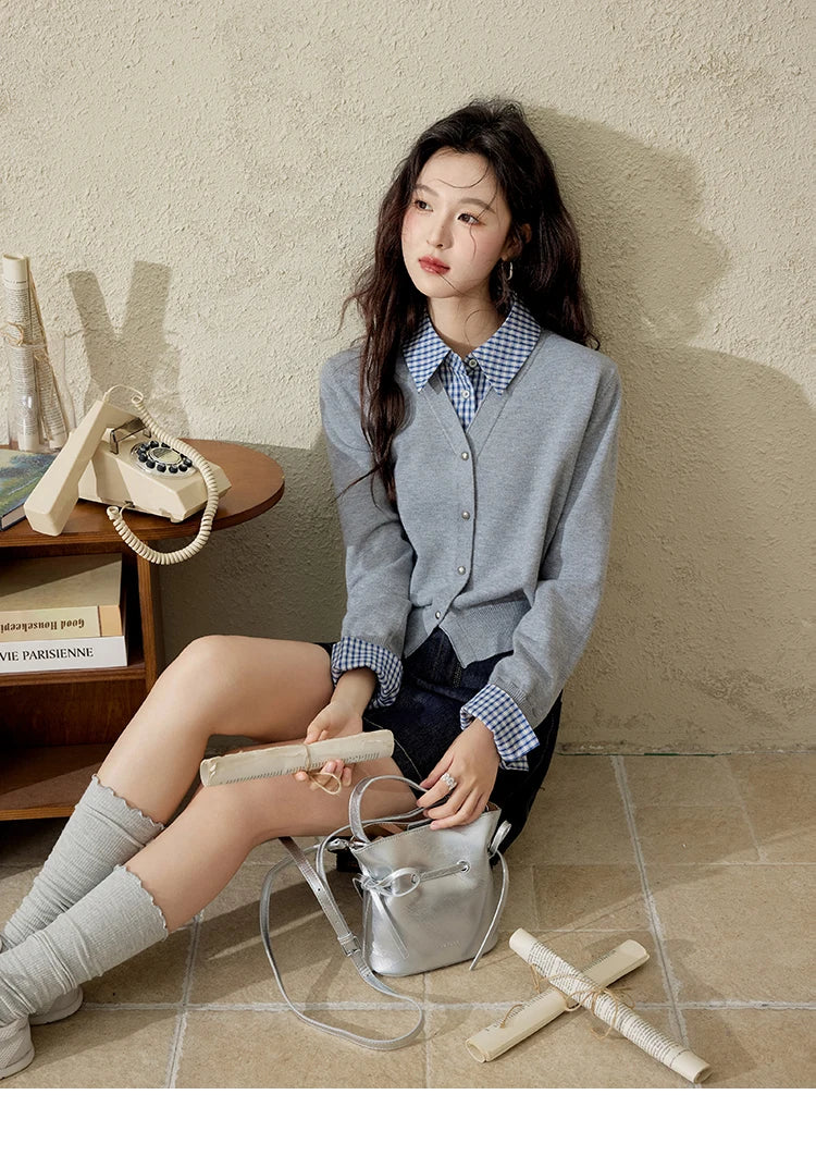 MISHOW Women's Retro Deep Blue Short Denim Skirt Spring High Waist Slim A-line Skirts Denim Commuting Versatile Skirt MXE13B0658