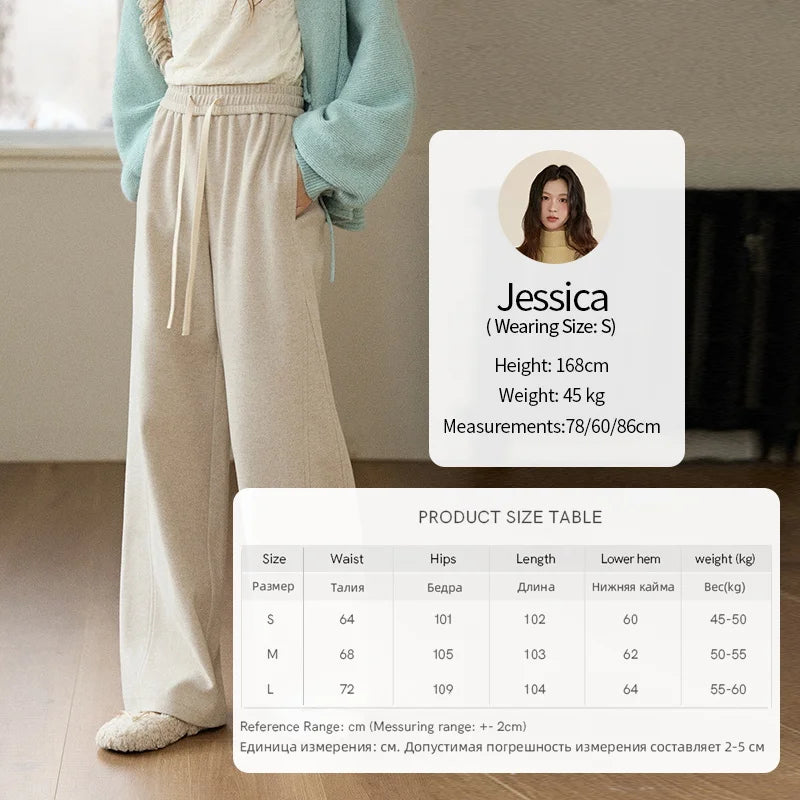 MISHOW Wide-leg Pants for Women 2025 Autumn Winter High Waist Straight Lace-up Loose Pants Retro Casual Slim Pants MXE89K1100