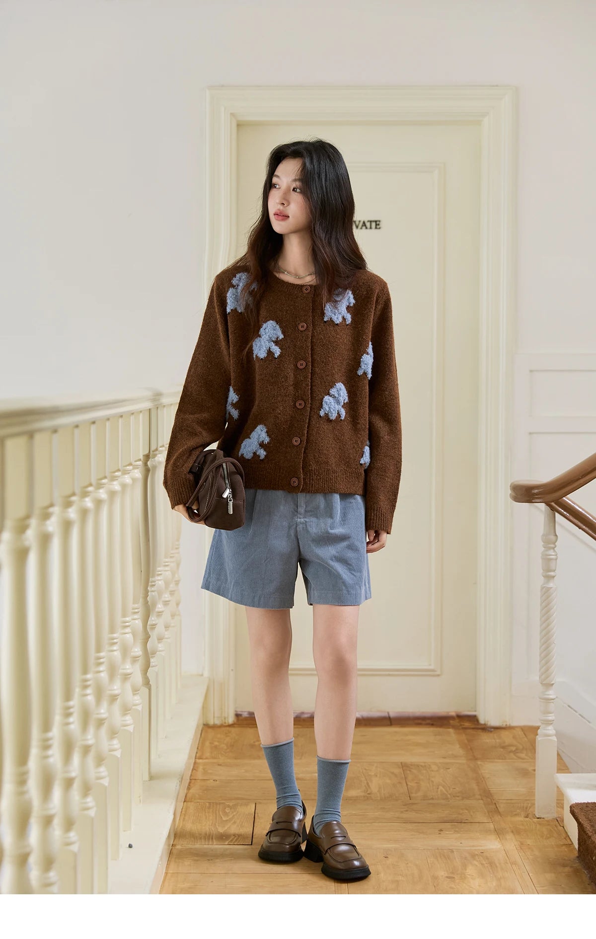 MISHOW Lamb Jacquard Knit Cardigan Women 2025 Autumn New Lambskin Round Neck Single-breasted Commuting Loose Sweater MXE48Z2571