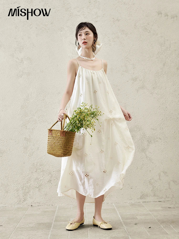 MISHOW Elegant Summer Camisole Dress Women 2025 New Sleeveless Hollow Embroidery Slim Dresses Female Fashion Romantic MXE15L2142