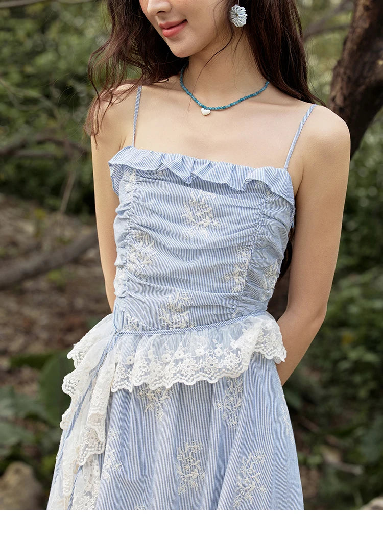 Mishow Print Embroidery Sleeveless Camisole Dress MXE31L2201