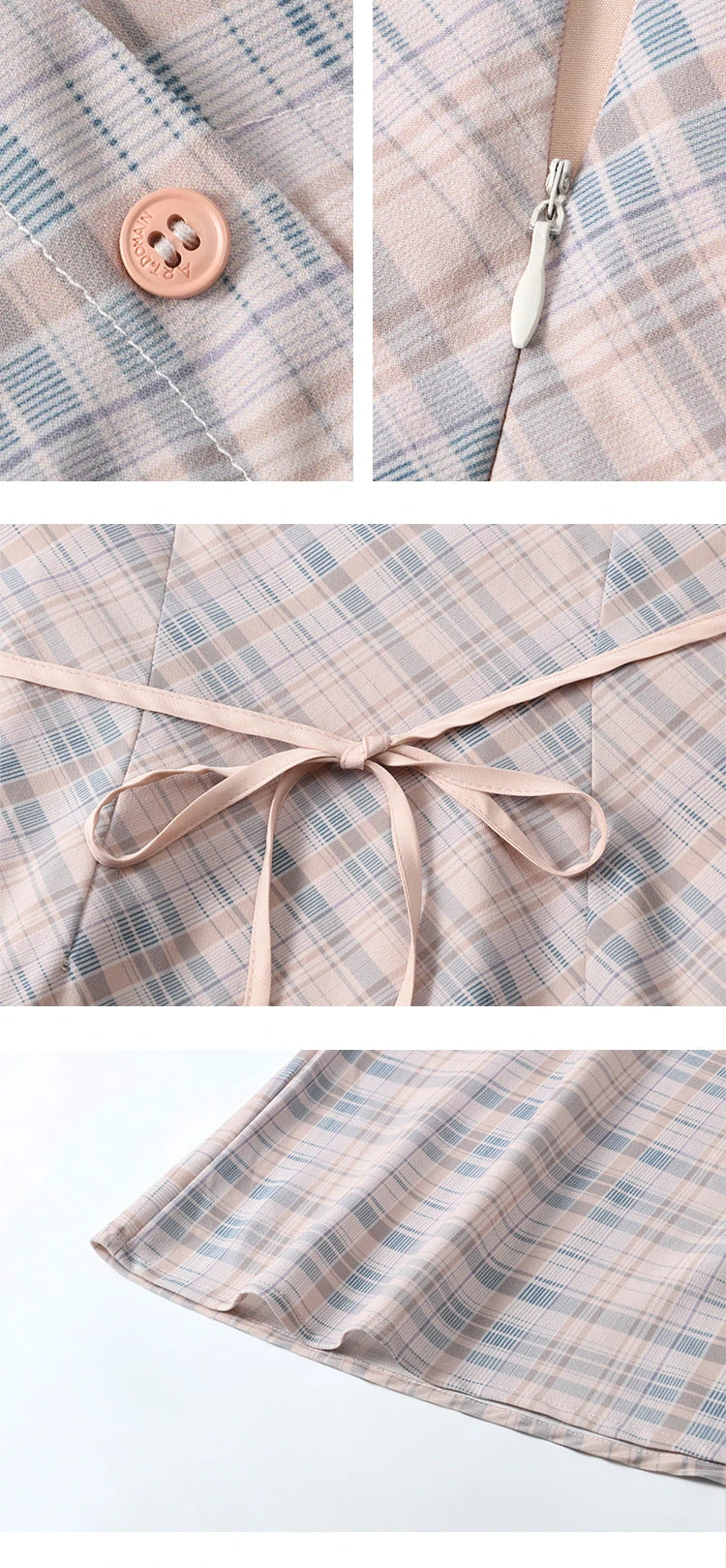 MISHOW Plaid Strap Dress for Women Spring 2025 French V-neck Sleeveless Dress Slim Lace-up Waist Camisole Dresses MXE11L2088