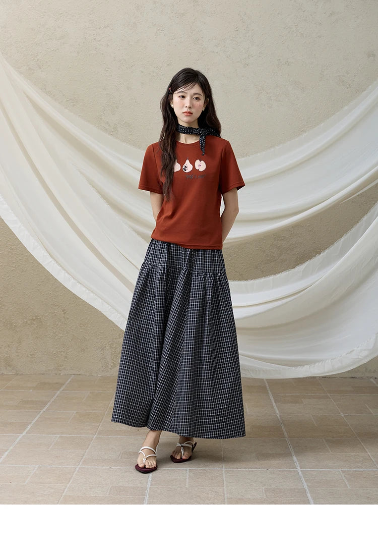 MISHOW Summer Print Casual T-shirt Women New 2025 Short Sleeve Round Neck Slim Shirts Female Fashion Office Lady Tops MXE33T0500