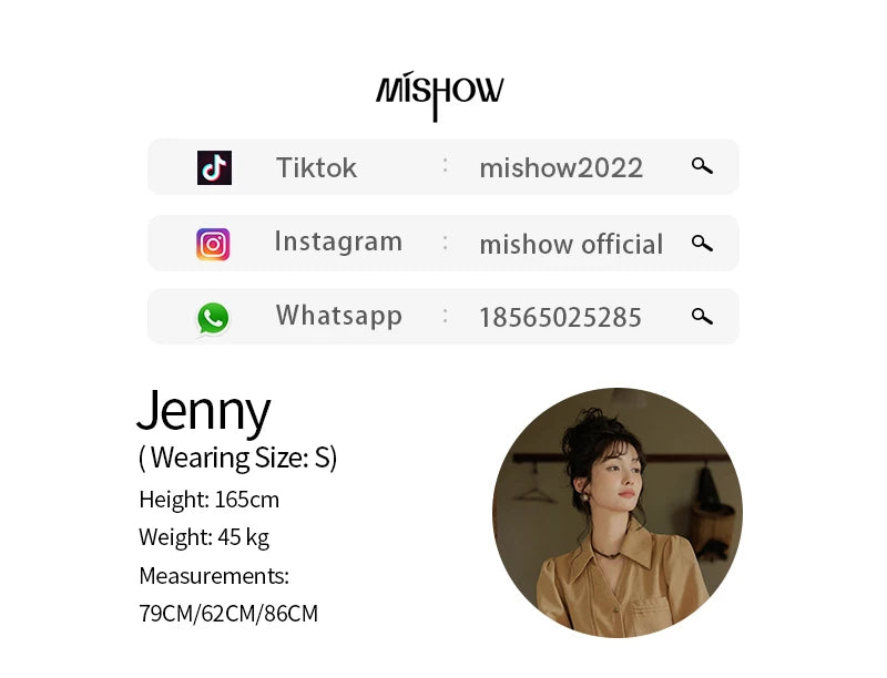 MISHOW Women's Long Sleeved Shirt 2024 Autumn French Minimalist Lapel V Neck Commuter Shirt Retro Button Office Lady MXD43C0306