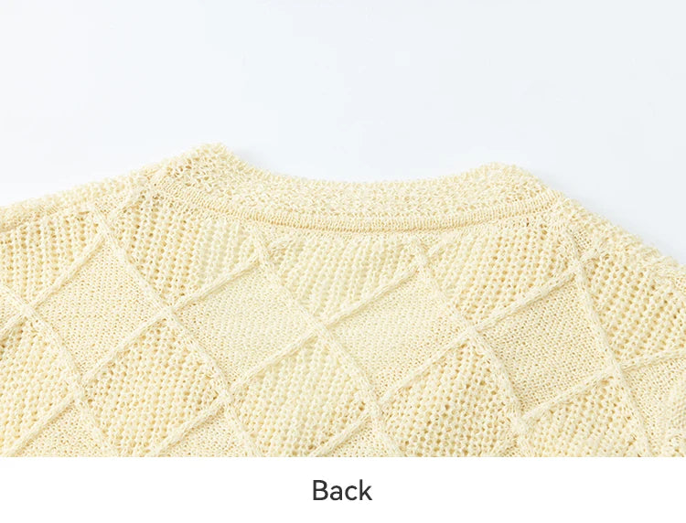 MISHOW Square Pattern Knitted Sweater for Women Spring Summer 2025 V-neck Tops Colorful Starfish Buckle Lazy Cardigan MXE16Z1213