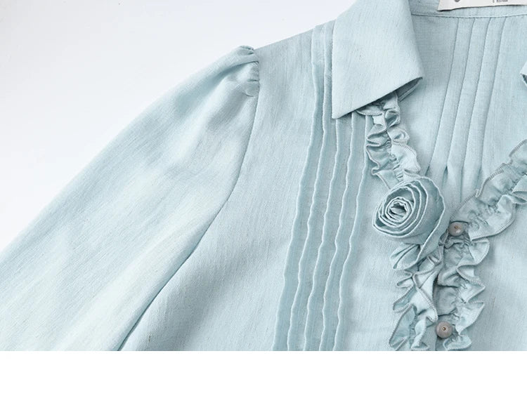 MISHOW Spring New Blouses for Women 2025 V-neck Long Flare Sleeve Solid Shirts Female Fashion Straight Tops Woman MXE14X1730