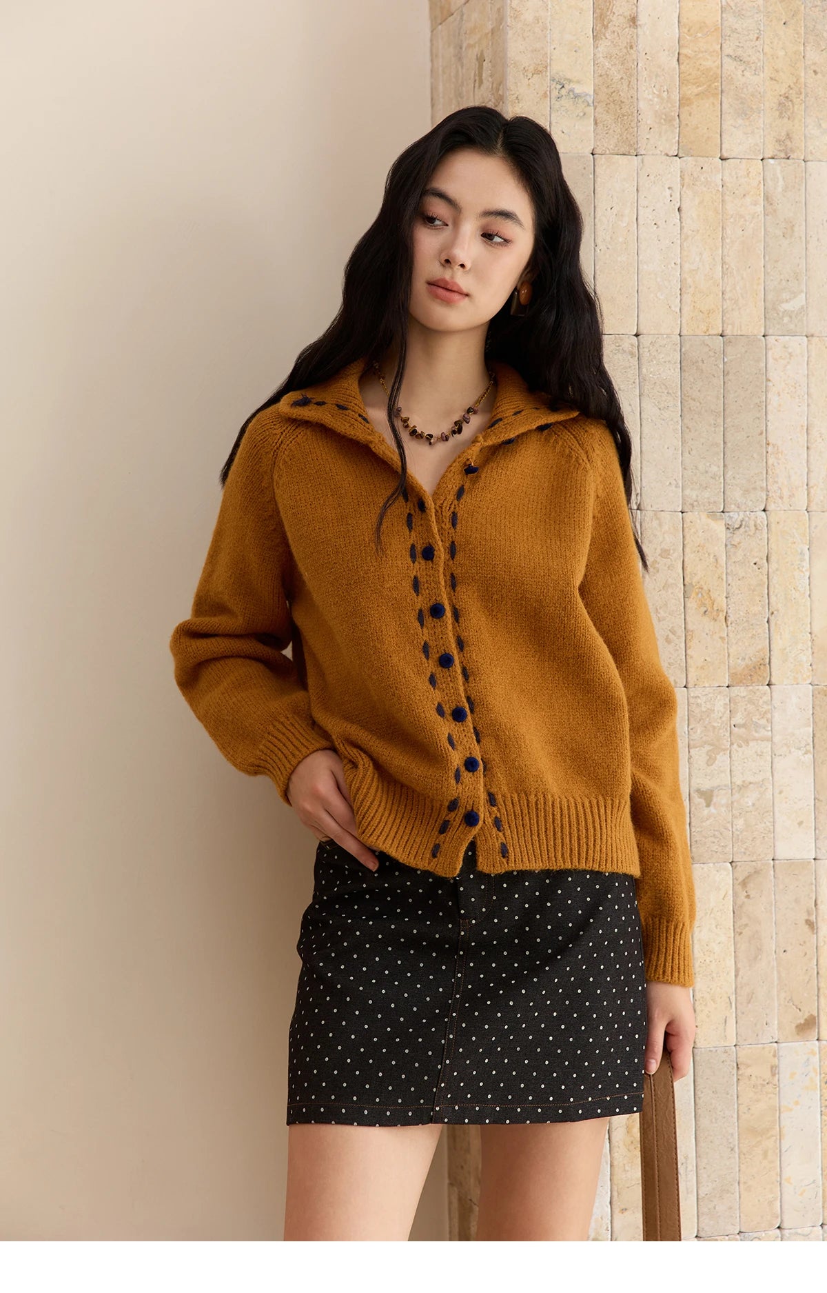 MISHOW Women's Turtleneck Sweater 2025 Retro Long-sleeved Single-breasted Loose Knit Top Casual Winter Woman Cardigan MXE48Z2617