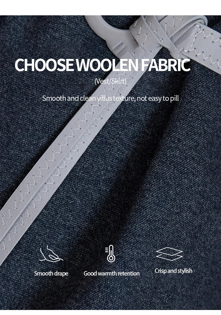 MISHOW Blue Three-piece Suit for Women 2025 Autumn Sleeveless Vest Straight Midi Skirt Slim Knit Tops Skirt Set  MXE49T1421