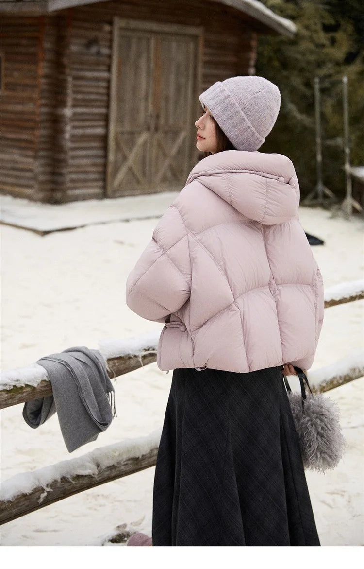 MISHOW Blue Down Coat Women 2025 Winter Fashion Elegant 90% White Duck Down Short Lightweight Puffer Jacket Warm MXE51Y0081