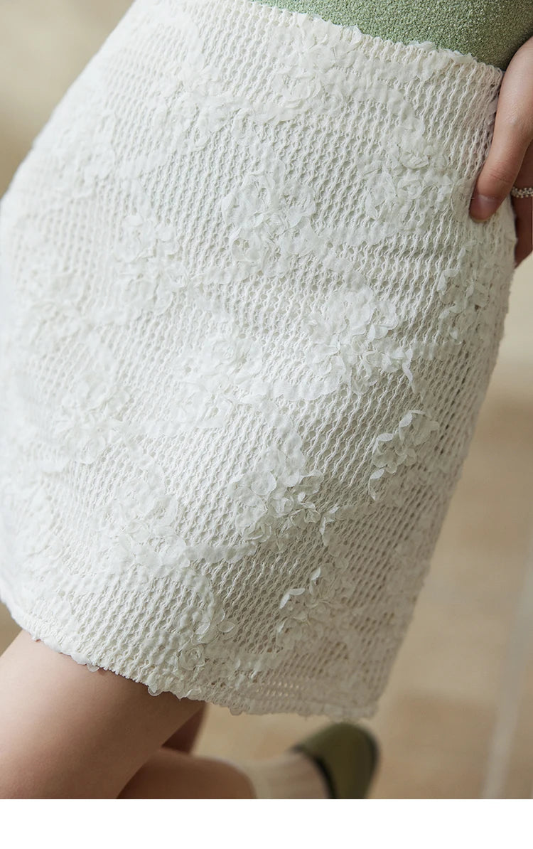 Mishow Lace Jacquard High Waist A-Line Mini Skirt MXE13B0646