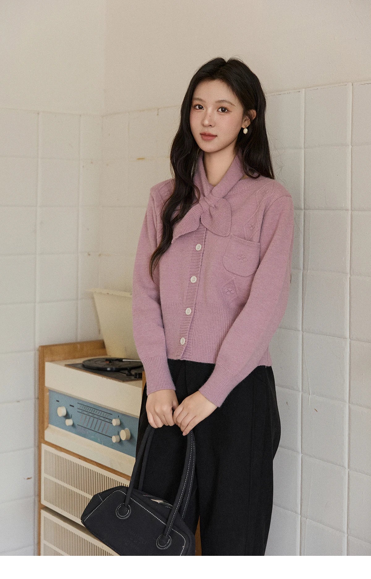 MISHOW Detachable Scarf Sweater for Women 2025 Autumn Winter Taro Purple Casual Warm Tops Soft Thick Knitted Sweater MXE91Z2825