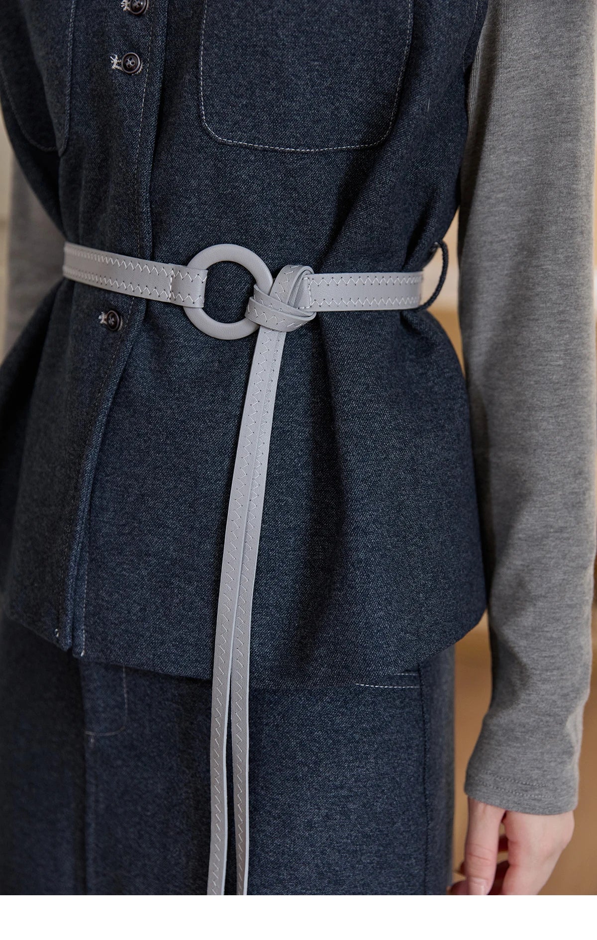 MISHOW Blue Three-piece Suit for Women 2025 Autumn Sleeveless Vest Straight Midi Skirt Slim Knit Tops Skirt Set  MXE49T1421