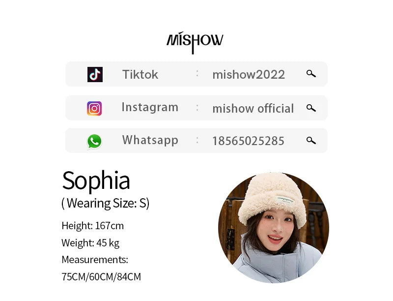 MISHOW Short Down Jacket Women 2025 Winter Fashion Blue Windproof White Duck Down Turn-down Collar Zippered Coat Warm MXE51Y0083