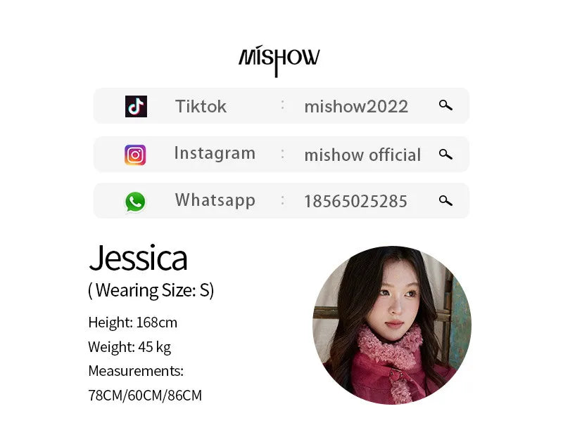 MISHOW Women's Dragon Fruit Red Suede Patchwork Coat 2025 Winter Color Block Stand Collar Thickened Short Outerwear MXE87W0942