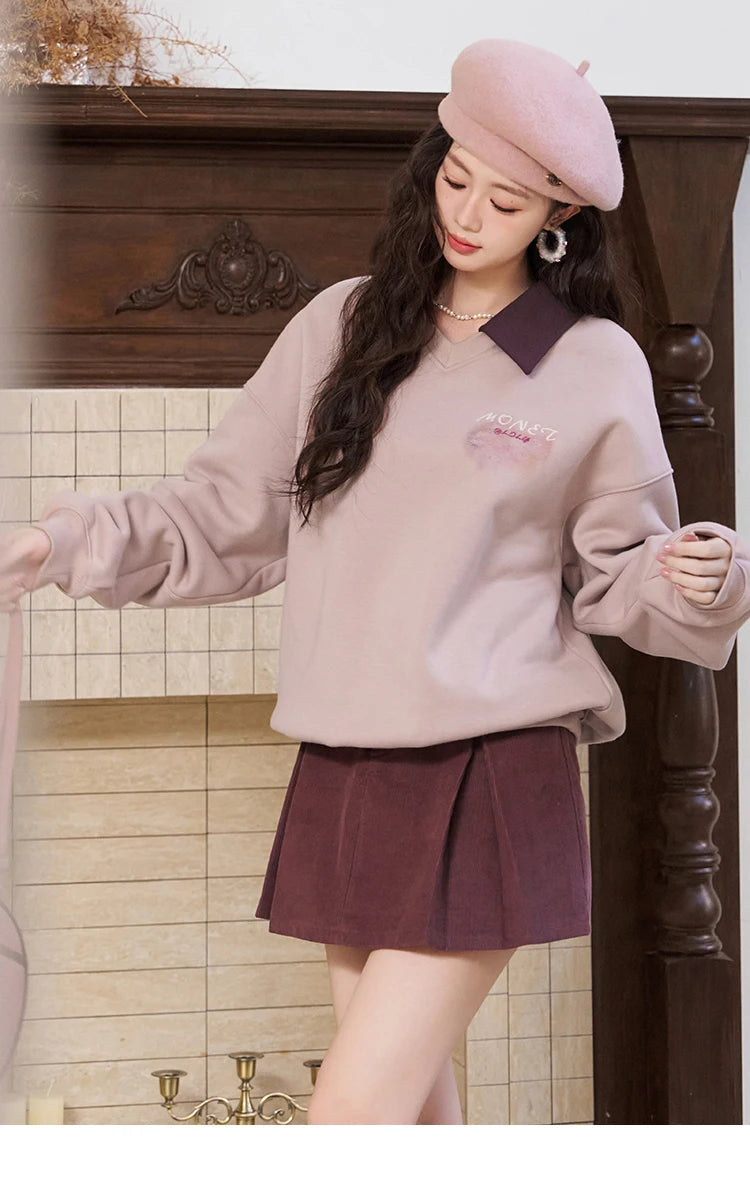 MISHOW 100% Cotton A-line Pleated Mini Skirt Women 2024 Autumn Winter Korean Fashion High Waist Short Skirt Female MXC55B0216