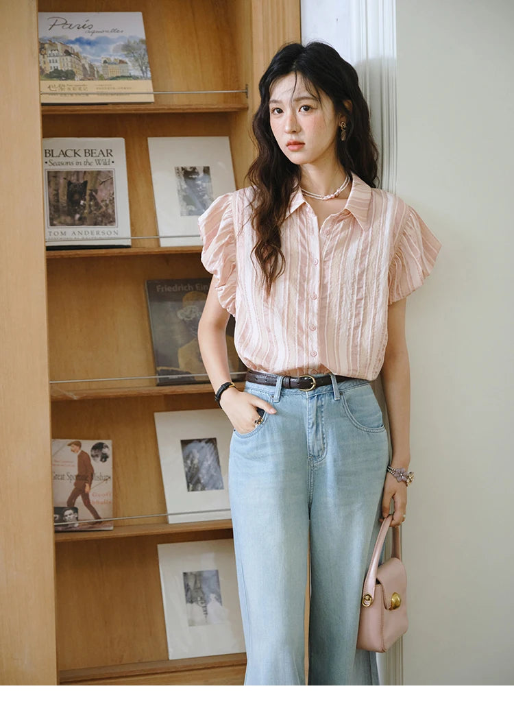 Mishow Flower Embroidery High Waist Wide Leg Jeans MXE37K0991