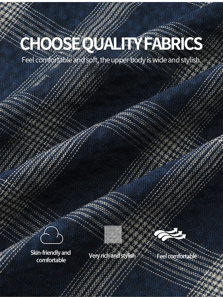 MISHOW Women's Vintage Blue Plaid Shirt 2025 Autumn New Elegant Luxury Loose Waist Shirts Round Neck Long Sleeved Top MXE45X2480