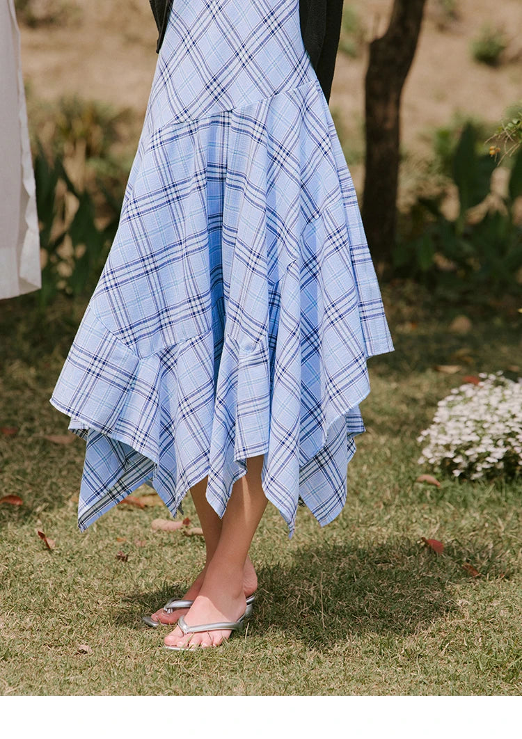 MISHOW Holiday Women's Summer Camisole Dresses 2025 Sleeveless Blue Palid Slim A-line Dress Female New Fashion Thin MXE33L2260