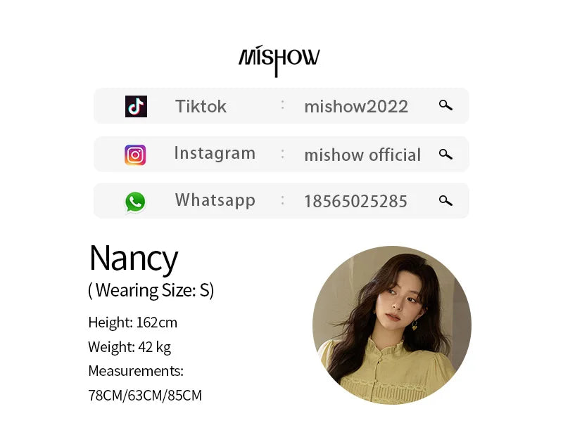 MISHOW Light Yellow Linen Solid Shirt 2025 Autumn Splicing Lace Hollow Sleeves Shirts Stand Collar Top Office Lady MXE42X1976