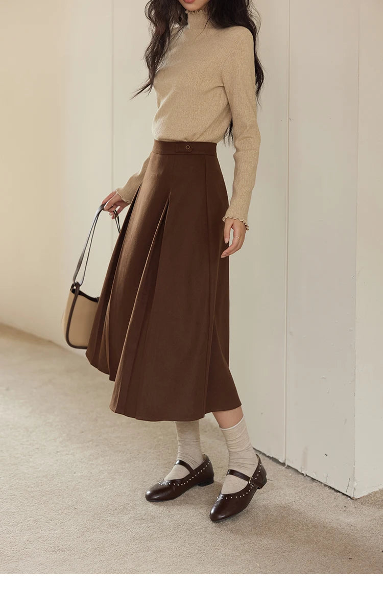 MISHOW Plaid Tweed Coats Midi Skirt Separately Women 2024 Fall Winter Polo Vintage Elegant  Jackets Pleated Skirts MXD46W0460