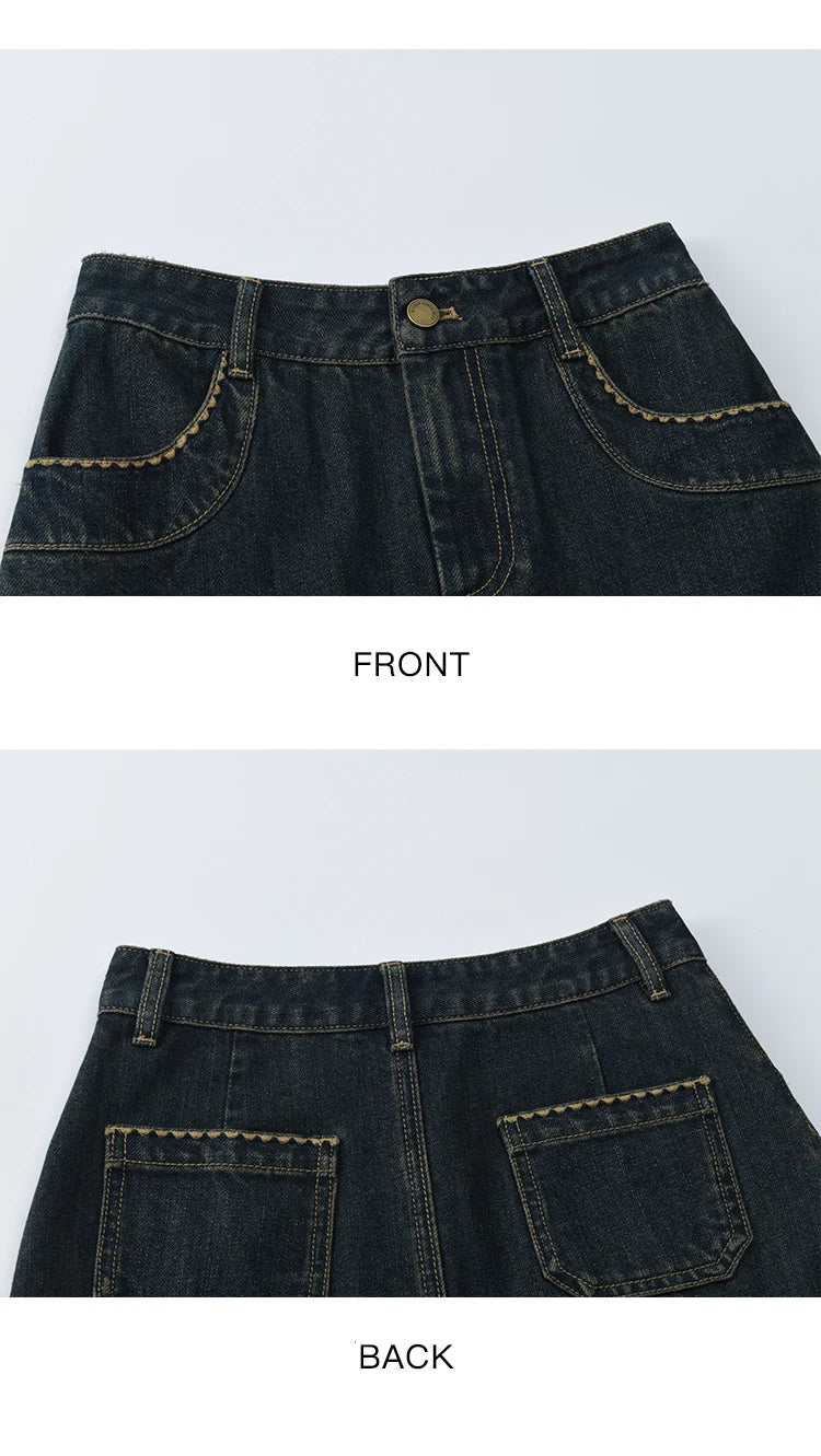 MISHOW High Waist Slim Denim Skirt for Women Autumn 2025 Fashion Pocket Skirt Rear Hem Split Casual Skirt Office Lady MXE41B2379