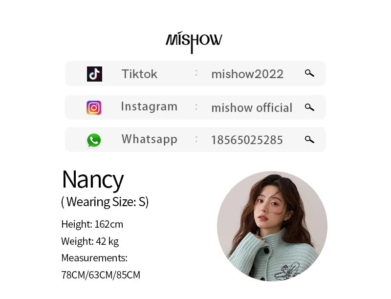 MISHOW Flower Jacquard Knit Cardigan Woman 2025 Winter Retro Luxury Loose Blue Stand-up Collar Outerwear Casual Top MXE86Z2665